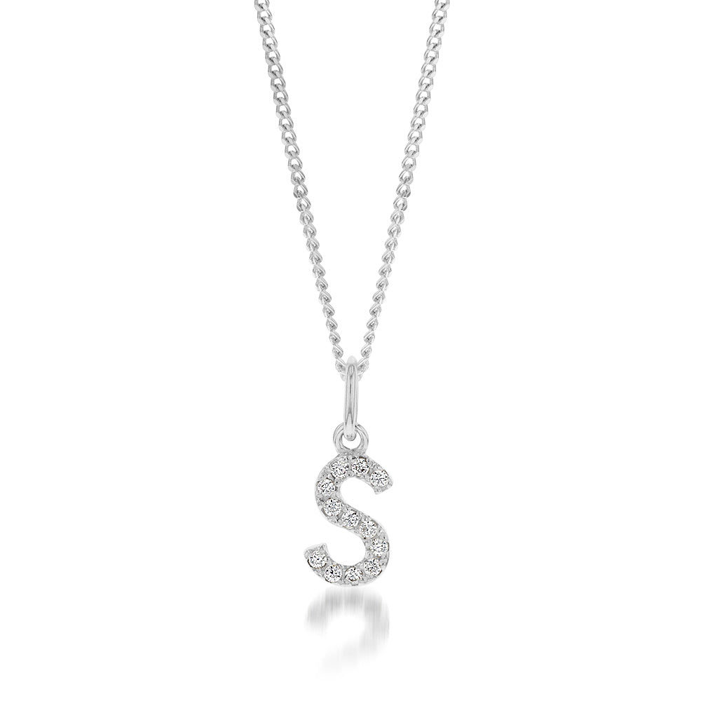 925 sterling silver necklace S Script Letters