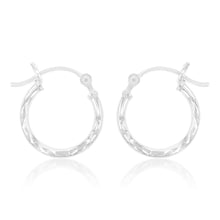 Load image into Gallery viewer, Sterling Silver Diamond Cut 15mm Hoop Earrings