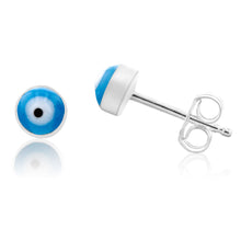 Load image into Gallery viewer, Sterling Silver Evil Eye Stud Earrings