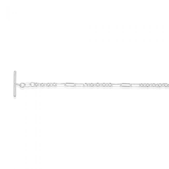 Sterling Silver Fancy T Bar Clasp 19cm Bracelet