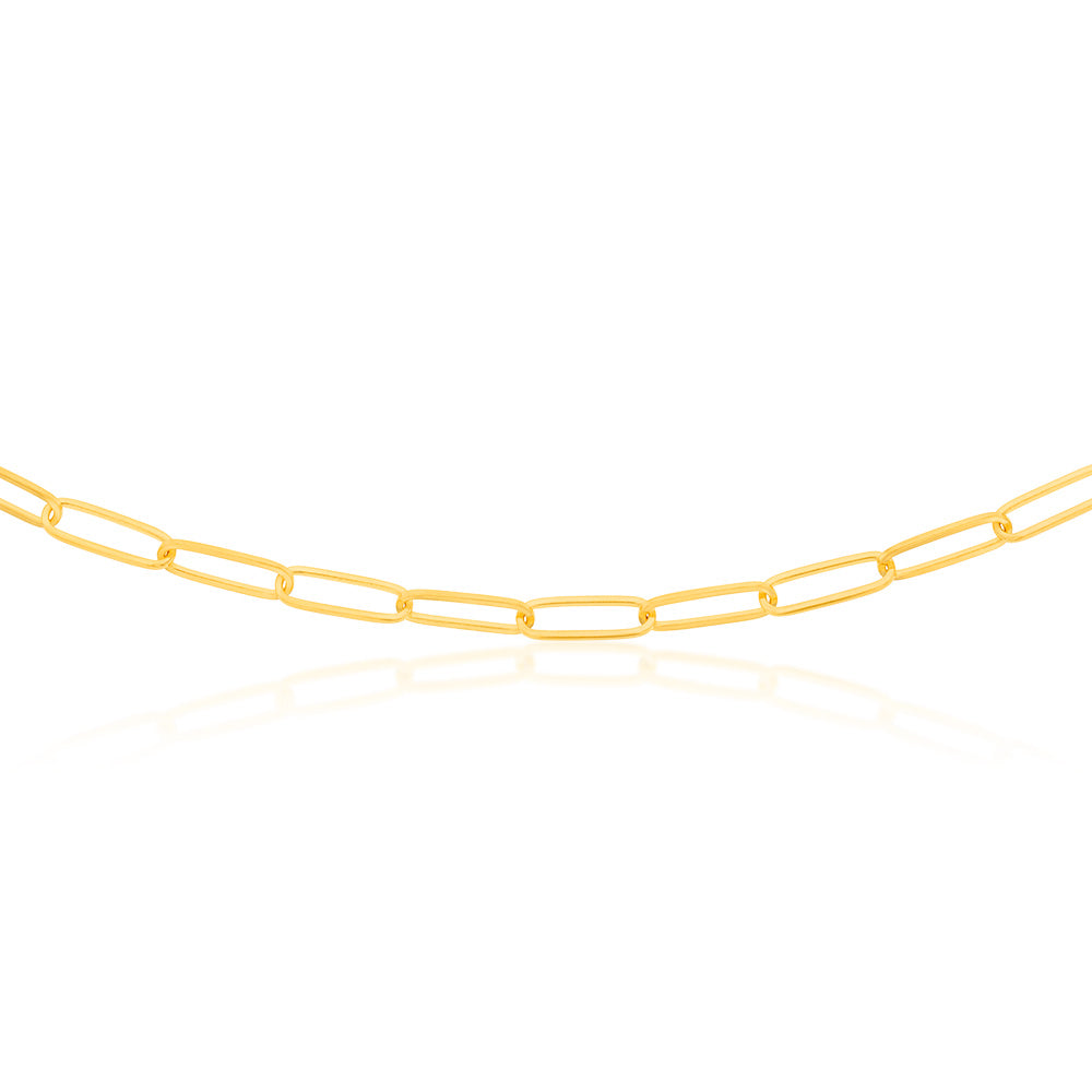 Sterling Silver Gold Plated Paperclip 110 Gauge 60cm Chain