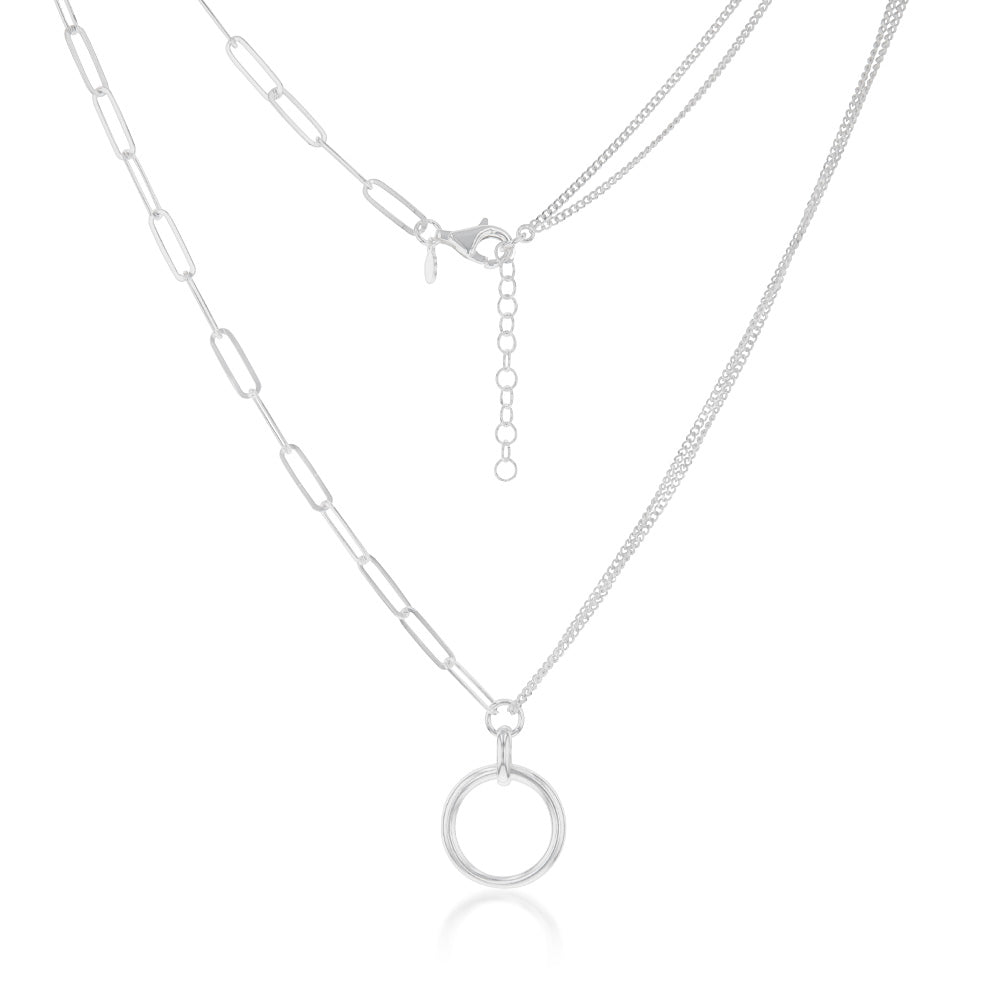 Sterling Silver Circle Of Life Pendnt On 42+3cm Fancy Chain