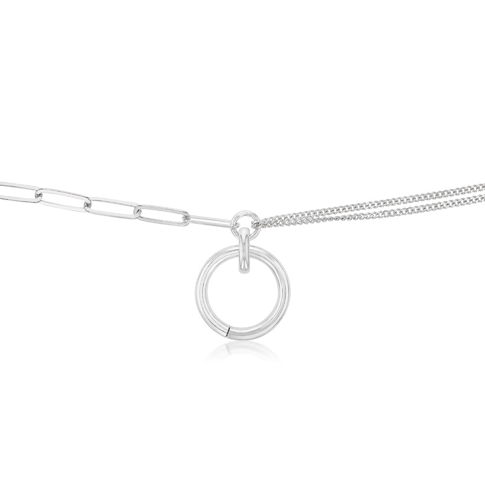 Sterling Silver Circle Of Life Pendnt On 42+3cm Fancy Chain