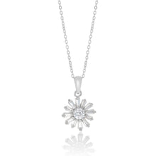 Load image into Gallery viewer, Sterling Silver Cubic Zirconia Flower Pendant On 42+3 cm Chain