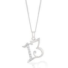 Load image into Gallery viewer, Sterling Silver Cubic Zirconia On Number &quot;13&quot; Pendant