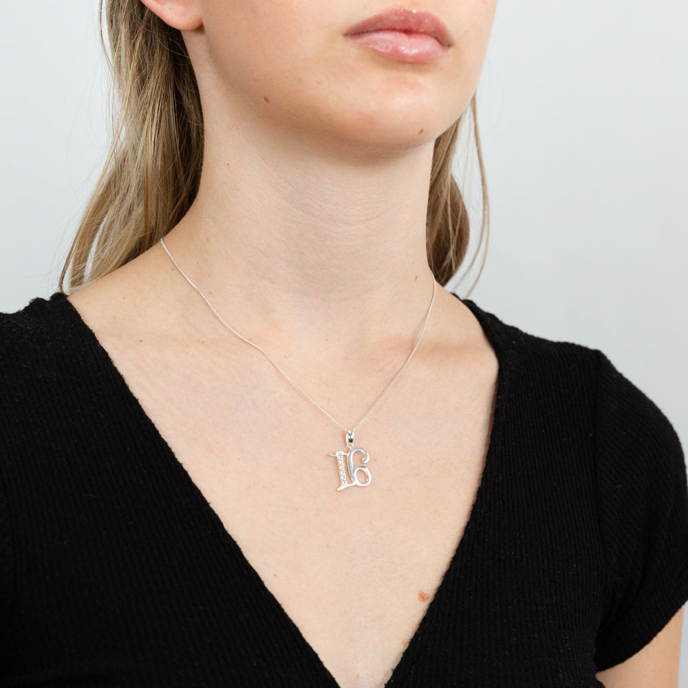 Gothic initial hot sale necklace silver