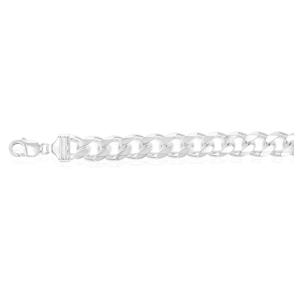 Sterling Silver Bevelled Curb 350 Gauge 21cm Bracelet