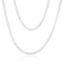 Load image into Gallery viewer, Sterling Silver Bevelled Curb 120Gauge 55cm Chain