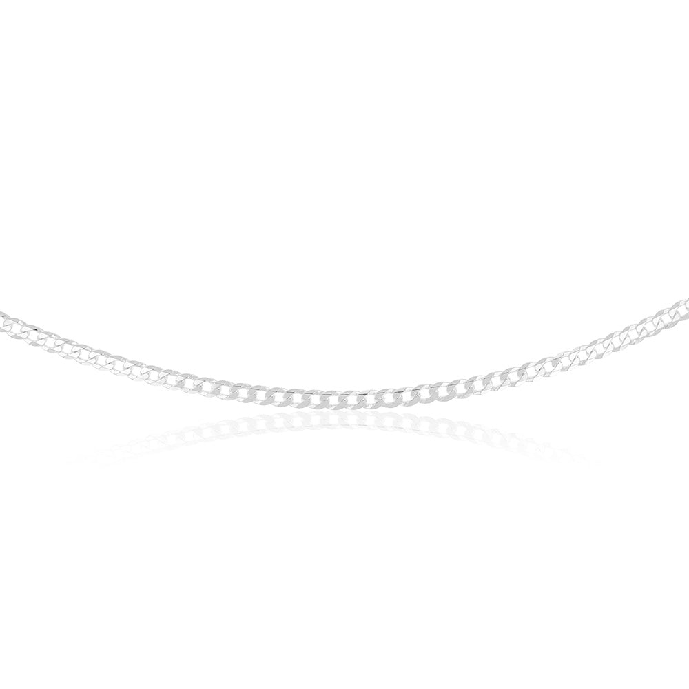 Sterling Silver Bevelled Curb 120Gauge 55cm Chain