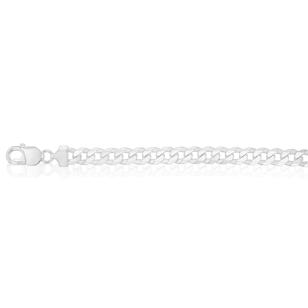 Sterling Silver Beveled Curb 200Gauge 21cm Bracelet