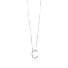 Load image into Gallery viewer, Sterling Silver Cubic Zirconia Initial &quot;C&quot; Pendant On 39+3cm Chain