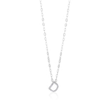 Load image into Gallery viewer, Sterling Silver Cubic Zirconia Initial &quot;D&quot; Pendant On 39+3cm Chain