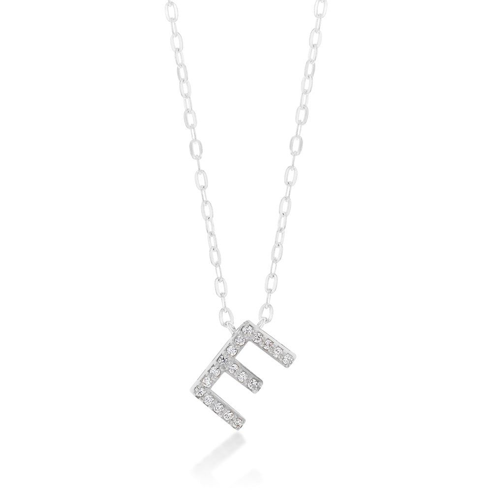 Sterling Silver Cubic Zirconia Initial "E" Pendant On 39+3cm Chain