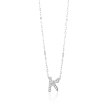 Load image into Gallery viewer, Sterling Silver Cubic Zirconia Initial &quot;K&quot; Pendant on 39+3cm Chain