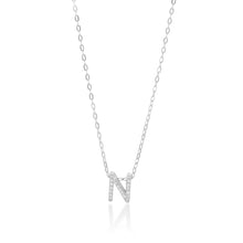 Load image into Gallery viewer, Sterling Silver Cubic Zirconia Initial &quot;N&quot; Pendant On 39+3cm Chain