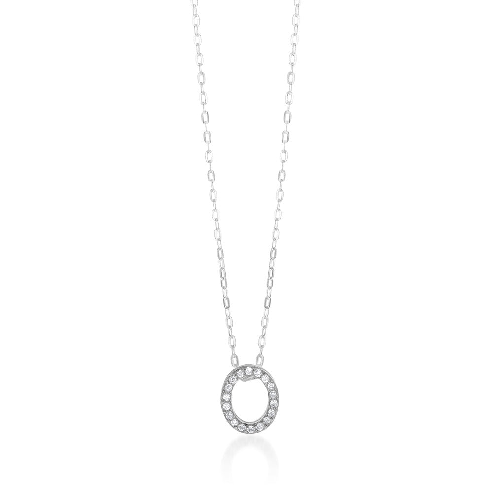 Sterling Silver Cubic Zirconia Initial "O" Pendant On 39+3cm Chain