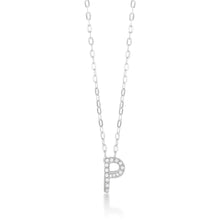 Load image into Gallery viewer, Sterling Silver Cubic Zirconia Initail &quot;P&quot; Pendant on 39+3cm Chain