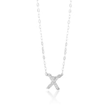 Load image into Gallery viewer, Sterling Silver Cubic Zirconia Initial &quot;X&quot; Pendant on 39+3cm Chain