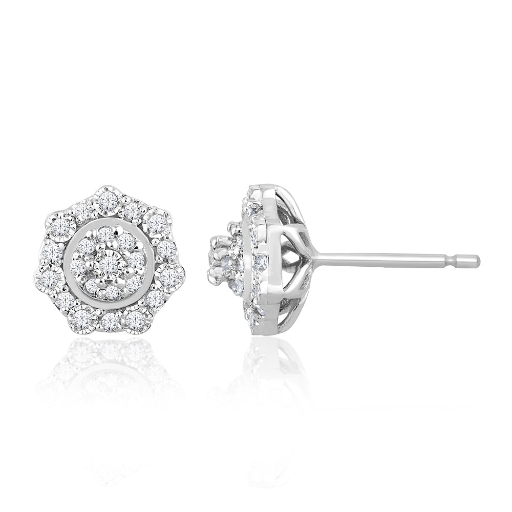 Sterling Silver 1/4 Carat Diamond Stud Earrings