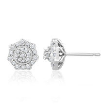 Load image into Gallery viewer, Sterling Silver 1/4 Carat Diamond Stud Earrings