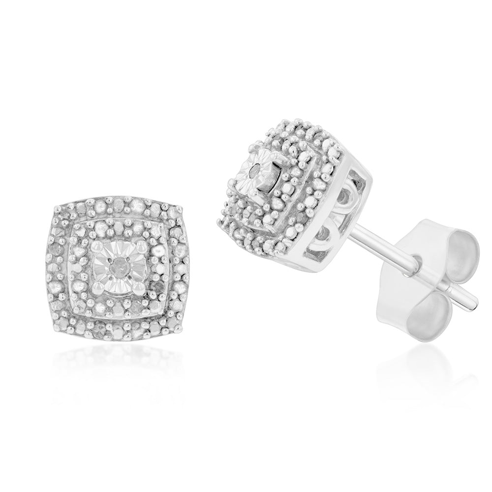 Sterling Silver 1/3 Carat Diamond Pendant Earring and Ring Set