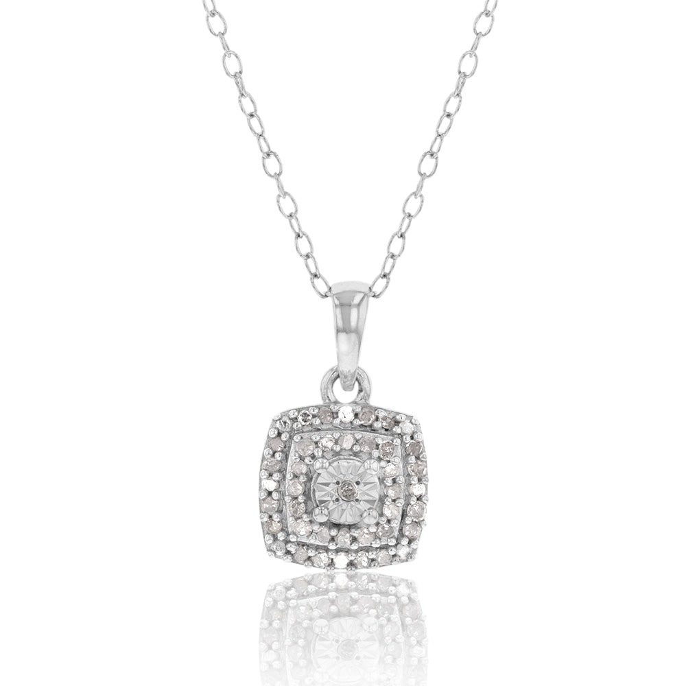 Sterling Silver 1/3 Carat Diamond Pendant Earring and Ring Set