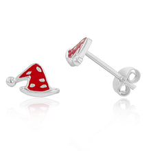 Load image into Gallery viewer, Sterling Silver Christmas Santa Hat Stud Earrings