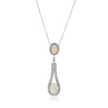 Load image into Gallery viewer, Sterling Silver 1.40ct Natural White Opal and White Topaz Pear Drop Pendant on Chain