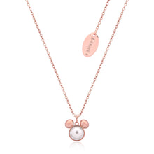 Load image into Gallery viewer, Disney Rose Gold Plated Sterling Silver Mickey Mouse Pearl Pendant On Chain