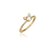 Load image into Gallery viewer, Disney Gold Plated Sterling Silver Mickey Mouse Claw Set CZ Ring