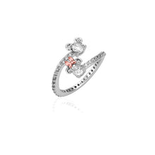Load image into Gallery viewer, Disney Rhodium Plated Sterling Silver Mickey &amp; Minnie Claw Set CZ Ring