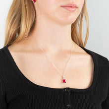 Load image into Gallery viewer, Sterling Silver Rhodium Plated Created Ruby And Cubic Zirconia Pendant