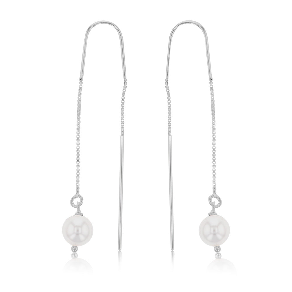 Sterling Silver Single Pearl Threader Earring