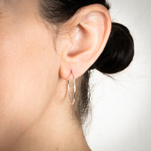 Load image into Gallery viewer, Sterling Silver Facet 25mm Sleeper Earrings