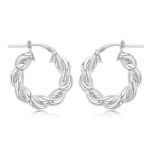 Load image into Gallery viewer, Sterling Silver Twisted Fancy 12mm Hoop Earrings