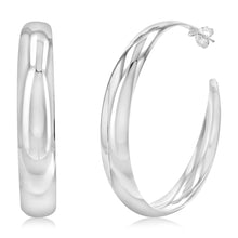 Load image into Gallery viewer, Sterling Silver Plain Broad 3/4 Hoop Earrings