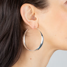 Load image into Gallery viewer, Sterling Silver Plain Broad 3/4 Hoop Earrings