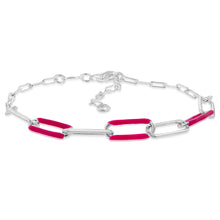 Load image into Gallery viewer, Sterling Silver Pink Enamel Fancy 19cm Bracelet