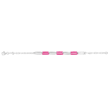 Load image into Gallery viewer, Sterling Silver Pink Enamel Fancy 19cm Bracelet