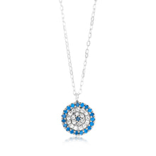 Load image into Gallery viewer, Sterling Silver White And Blue Round Pendant On 45cm Chain