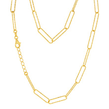 Load image into Gallery viewer, Sterling Silver Gold Plated Textured Paperclip 42cm Chain