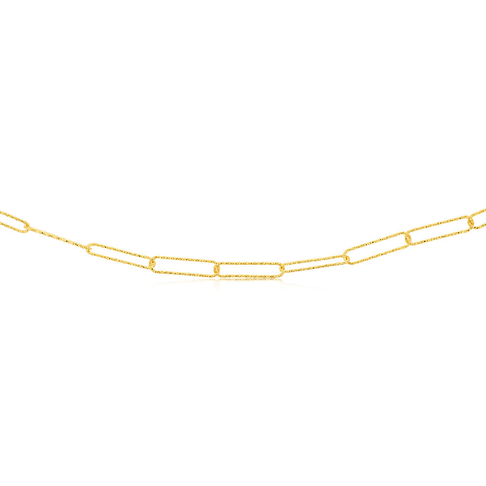 Sterling Silver Gold Plated Textured Paperclip 42cm Chain