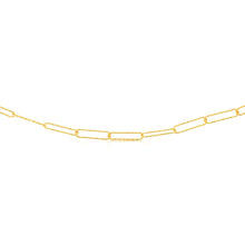 Load image into Gallery viewer, Sterling Silver Gold Plated Textured Paperclip 42cm Chain