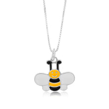 Load image into Gallery viewer, Sterling Silver Enamel Honeybee Pendant on 45cm Chain