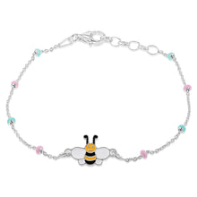 Load image into Gallery viewer, Sterling Silver Enamel Honeybee 17cm Kids Bracelet