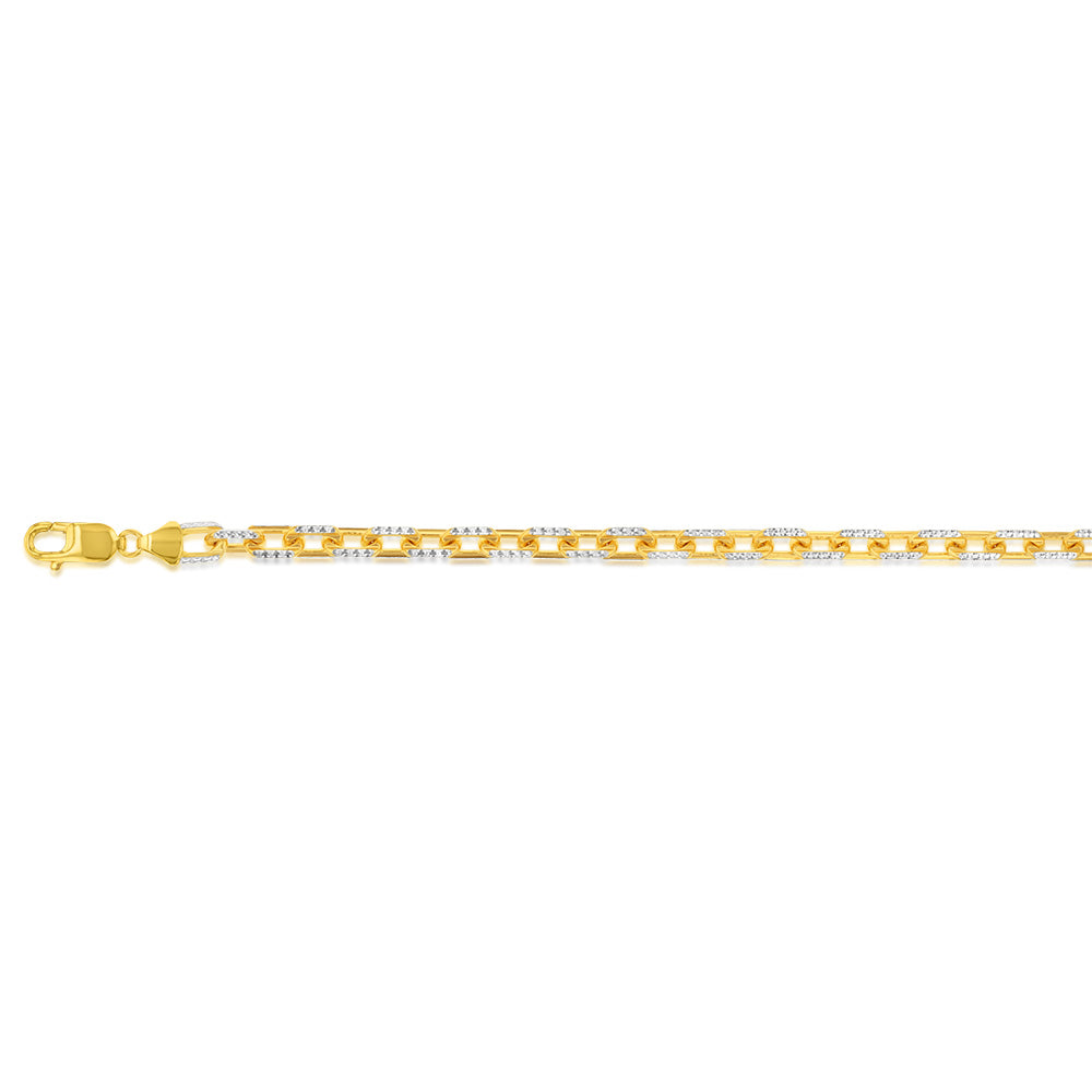 Sterling Silver Gold Plated Fancy 180 Gauge 19cm Bracelet