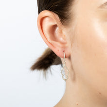 Load image into Gallery viewer, Sterling Silver Fancy Leaf Cubic Zirconia Hoop Drop Earrings