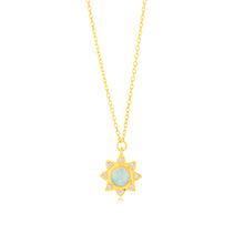 Load image into Gallery viewer, Gold Plated Sterling Silver Sun Created Opal Pendant With 45cm Chain