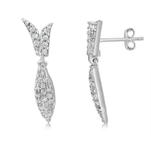 Load image into Gallery viewer, Sterling Silver Cubic Zirconia Fish Shape Drop Earrings