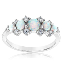 Load image into Gallery viewer, Sterling Silver Rhodium Plated Created White Opal Ring